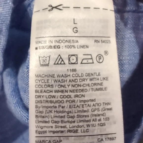 Gap 100% Linen Blue Button-Up Shirt Boyfriend Shirt - Picture 8 of 8